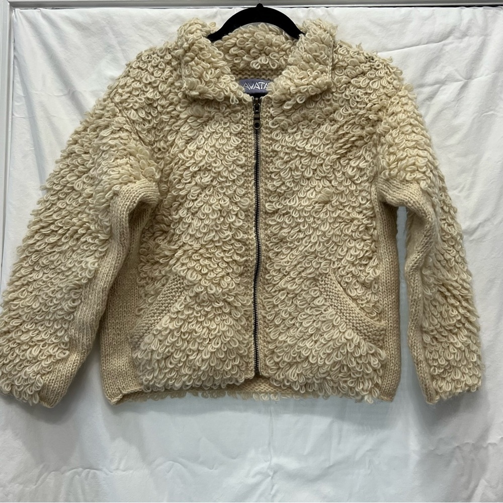 Avatar Pachamama Wool Hand Knit Jacket Made In Nepal NWT Vintage‎ Chunky Warm